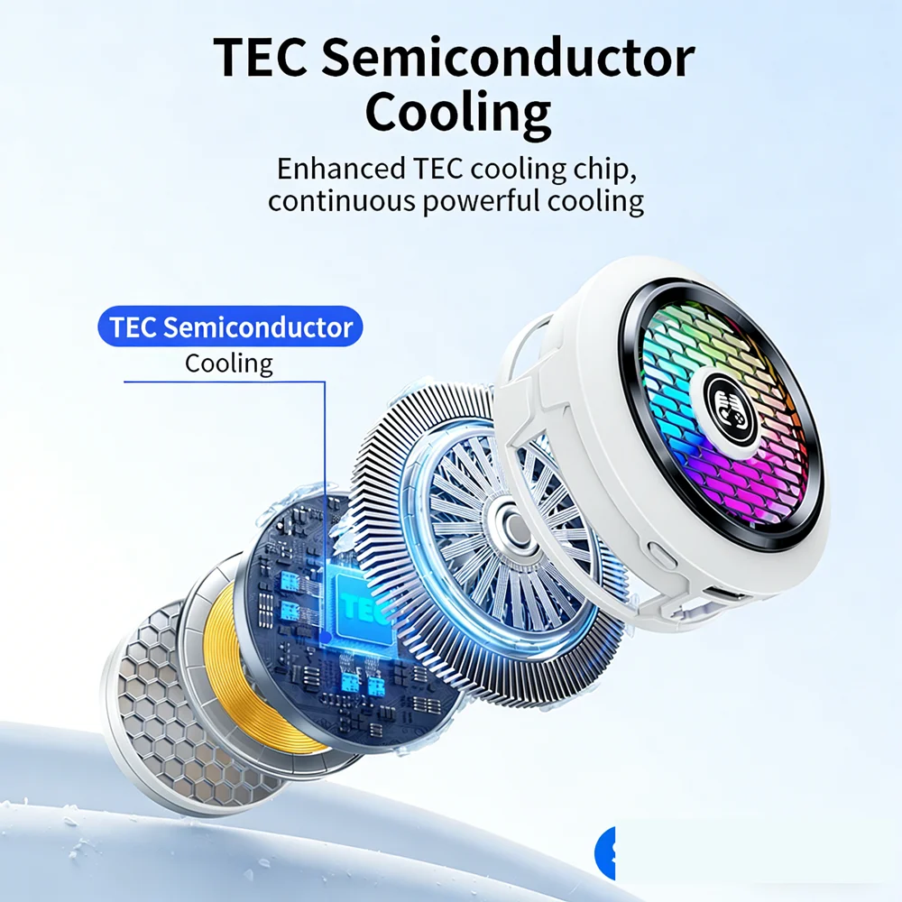FS27 Semiconductor Phone Cooler Stylish Design Powerful Cooling Adjustable Power Magnetic Clip 2 in 1 for Mobile Gaming thumbnail 5