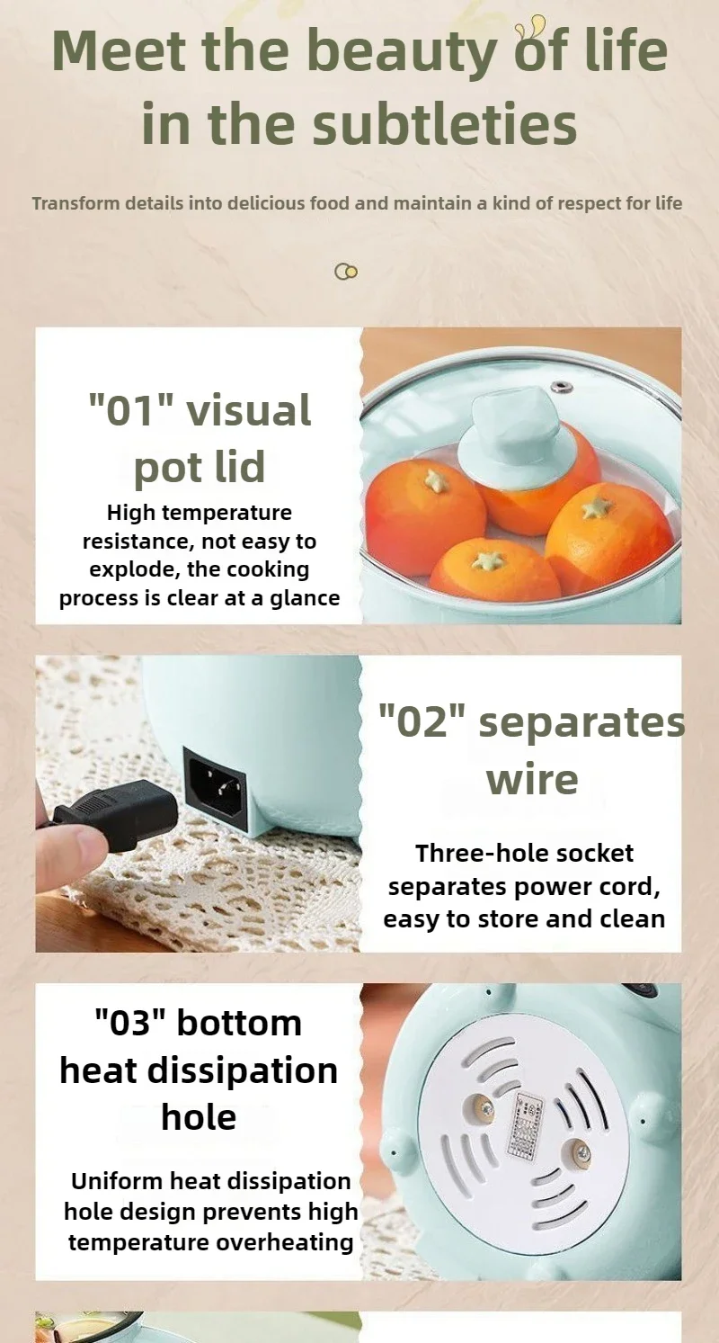 450W Fully Automatic Cooking Integrated Rice Cooker Home Electric Wok Does Not Stick To The Liner Simple Operation Rice Cooker thumbnail 6