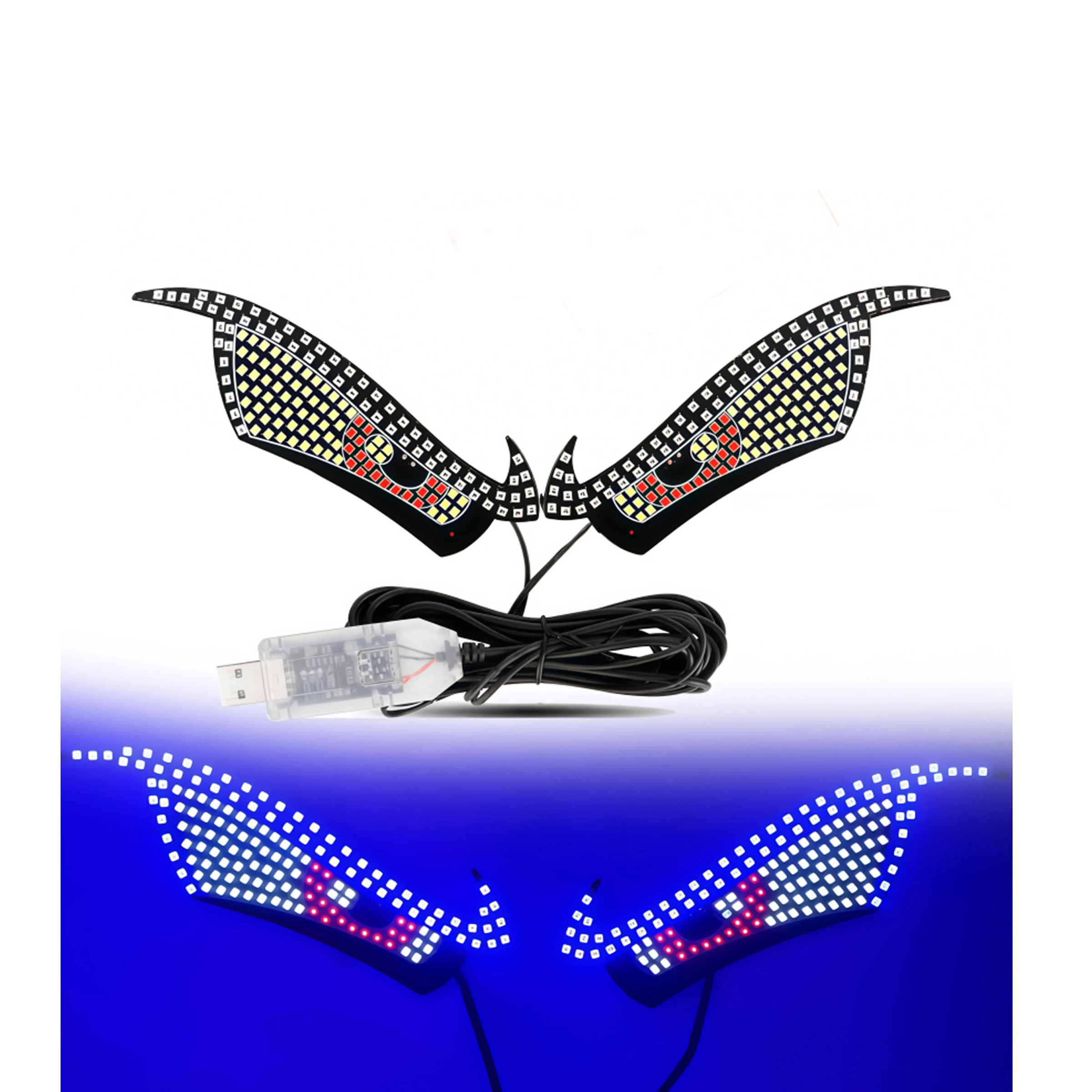 Car Demon Eye LED Decorative Lights Customization  11 Modes, USB Rear Window