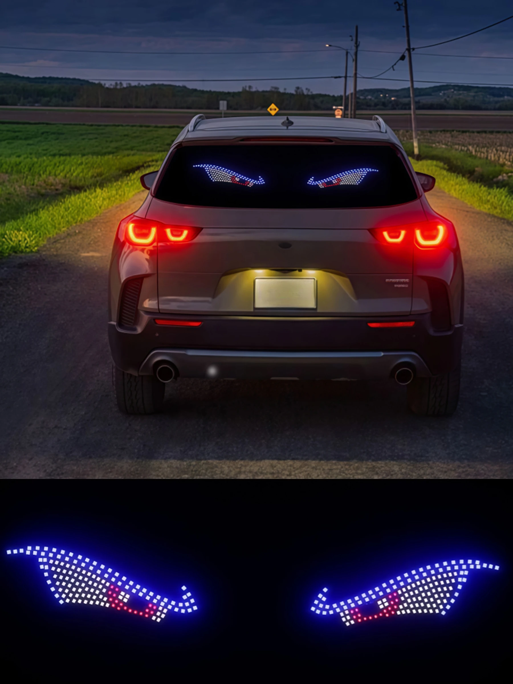 Car Demon Eye LED Decorative Lights Customization  11 Modes, USB Rear Window thumbnail 2
