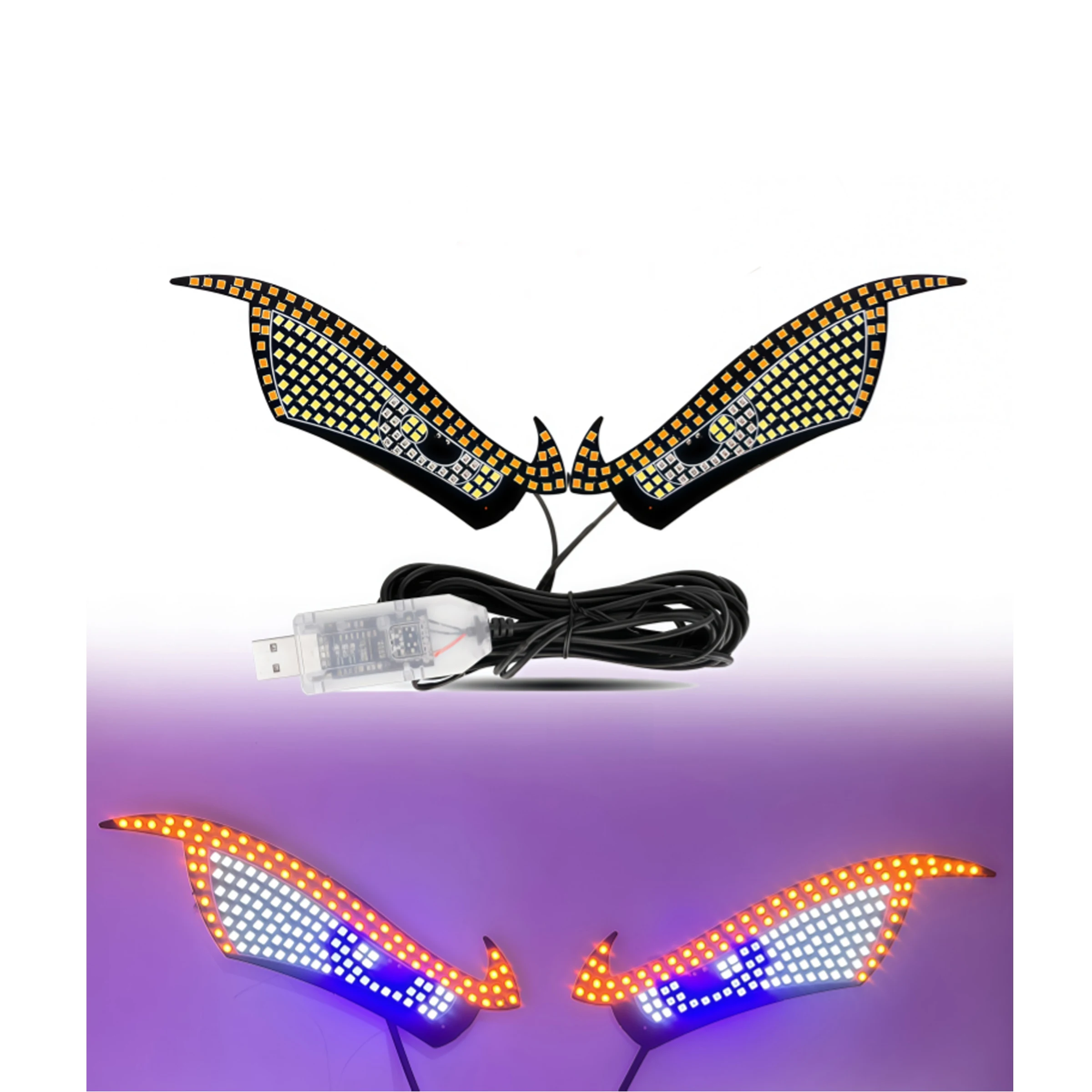 Car Demon Eye LED Decorative Lights Customization  11 Modes, USB Rear Window thumbnail 3