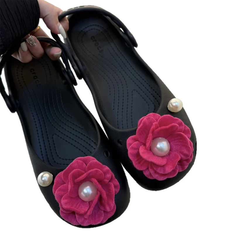 1Set New Ballet Shoes Shoe Charms Set Women Charms Pack Fashion Cute Flower Shoe Decorations DIY Pearl Diamond Shoe Accessories