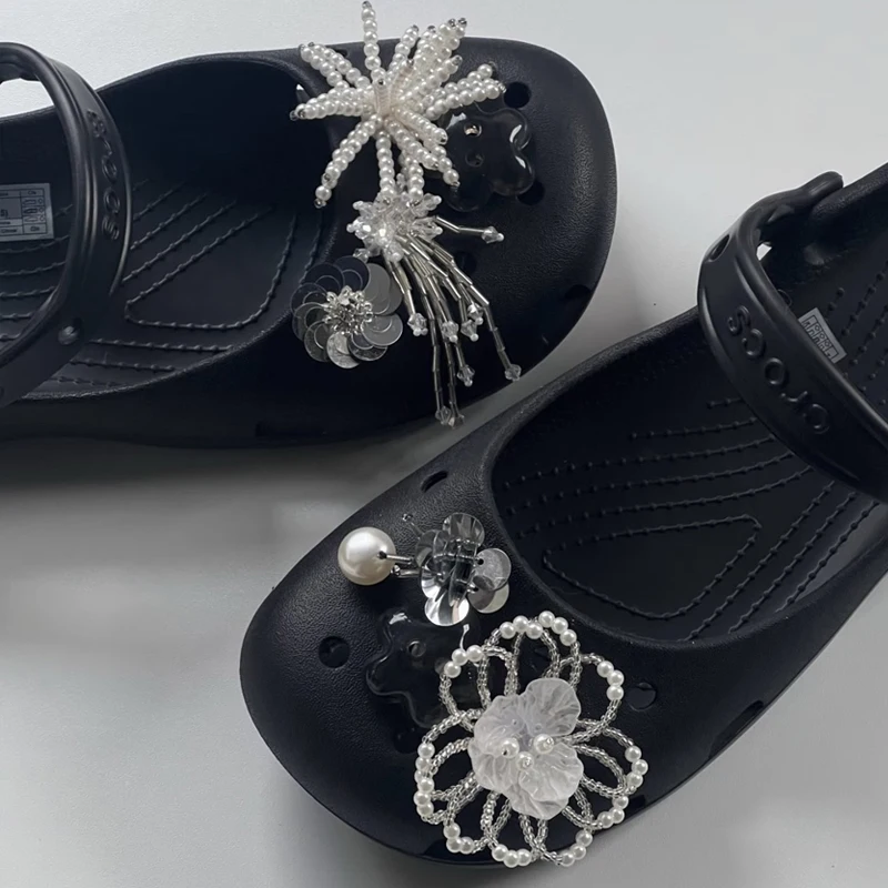 New DIY Shoe Charms Set Women Retro Ballet Shoes Charms Pack Fashion Flowing Ballet Shoe Decorations 1Set