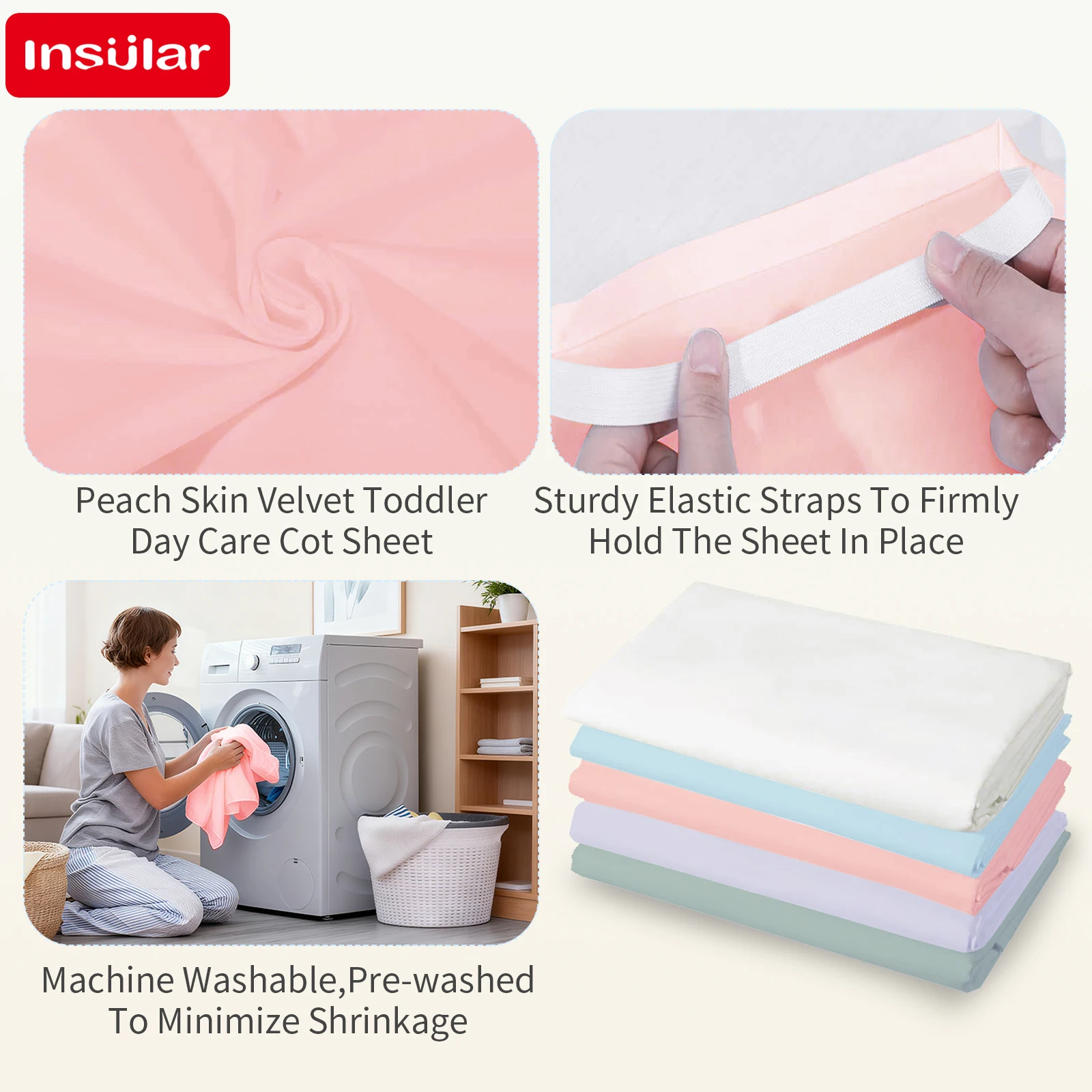 Kids Go out Nap Cot Cover 51*23inch Child Bed Sheet Portable Kindergarten Fitted Sheet Loose Tight String 4-corner Rubber Bands thumbnail 2