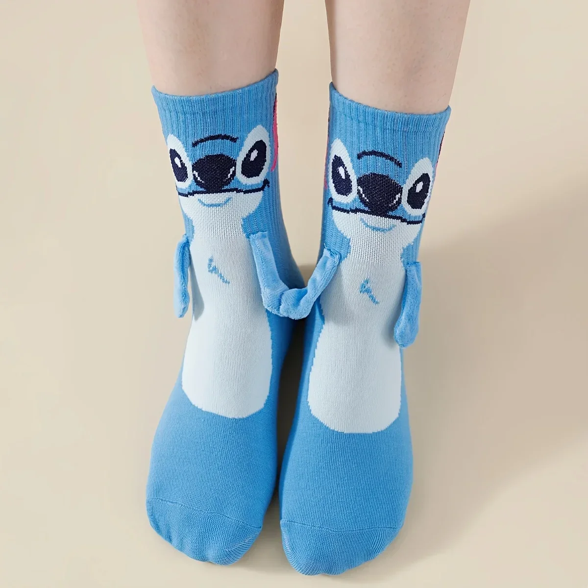 Disney Stitch Magnet Hand in Hand Socks - Cartoon Soft Comfortable Creative Christmas Stocking Gift for Adults Kids thumbnail 4