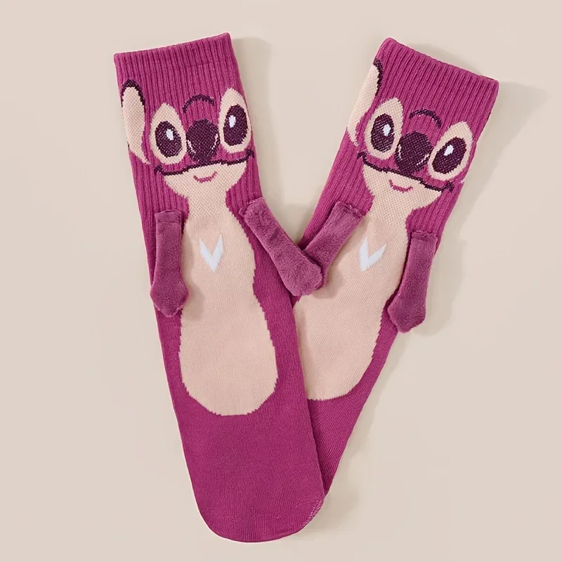 Disney Stitch Magnet Hand in Hand Socks - Cartoon Soft Comfortable Creative Christmas Stocking Gift for Adults Kids thumbnail 6