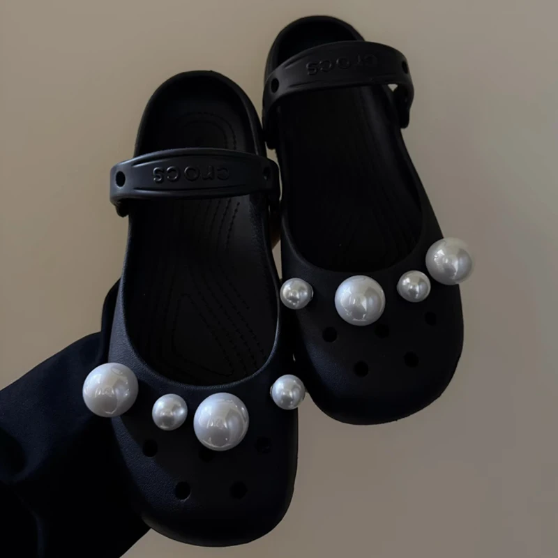 New Set Women Retro Ballet Shoes Fashion Luxury Pearl Shoe Charms Charms Pack DIY Pearl Shoe Accessories 1Set thumbnail 2