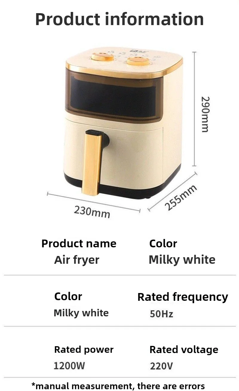 Multifunctional Visual Air Fryer Household Large-capacity Electric Oven Smart French Fry Machine Oil-free 360° Cycle Heating thumbnail 4