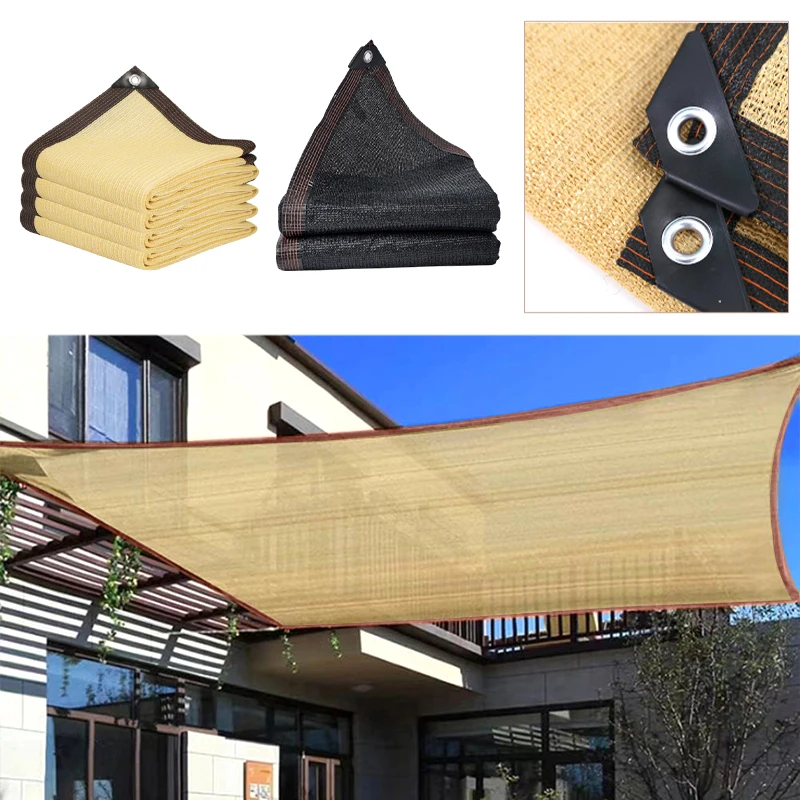 4x4m Awning Tent Shade Membrane Outdoor Camping UV Protection Shade Sail Sun Shade Net Car Tent Beach Privacy Sunscreen Mesh thumbnail 4