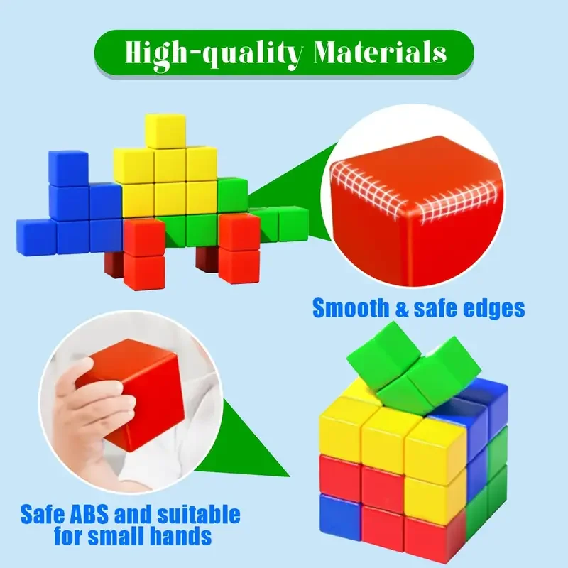 Magnetic Cubes Building Blocks Toys STEM Educational Construction Play Sensory Learning For Toddlers Kids Early Development thumbnail 4
