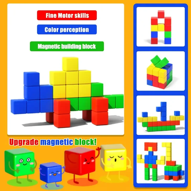Magnetic Cubes Building Blocks Toys STEM Educational Construction Play Sensory Learning For Toddlers Kids Early Development thumbnail 6