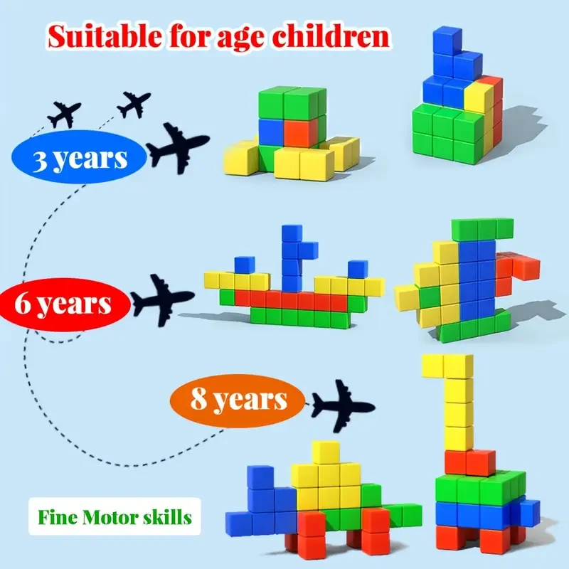 Magnetic Cubes Building Blocks Toys STEM Educational Construction Play Sensory Learning For Toddlers Kids Early Development thumbnail 5