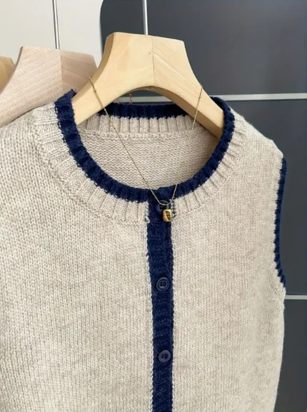 Ladies Summer Knitted Cardigan Vest round Neck Open Front Layering Top Elegant Fashionable Knitwear thumbnail 4