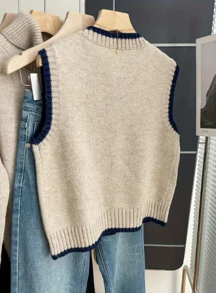 Ladies Summer Knitted Cardigan Vest round Neck Open Front Layering Top Elegant Fashionable Knitwear thumbnail 2