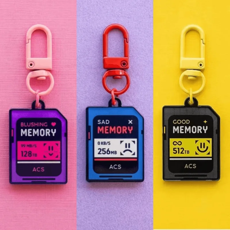 Aesthetic Memory Card Keychain Car Keychain Cute Acrylic Bag Charm, Kawaii Purse Accessory, Trendy Gift Idea bag accessories thumbnail 4