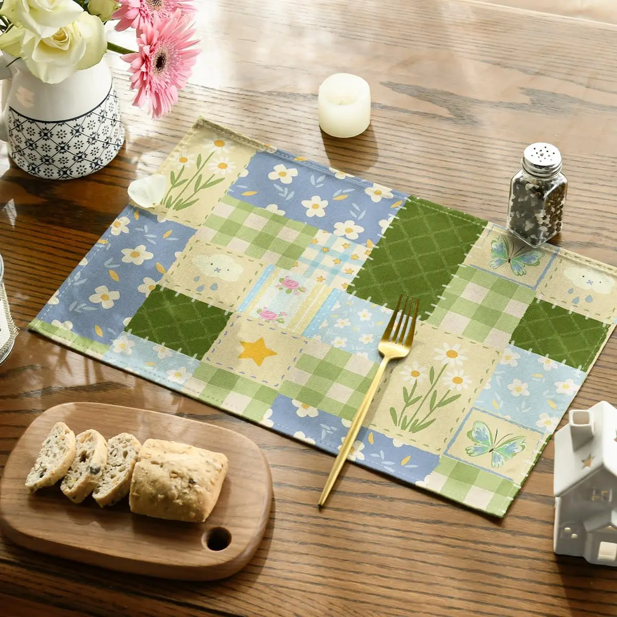 【Rustic Style】1-Piece Print Placemat, Washable & Durable, Universal for Home Kitchen & Dining Table thumbnail 3