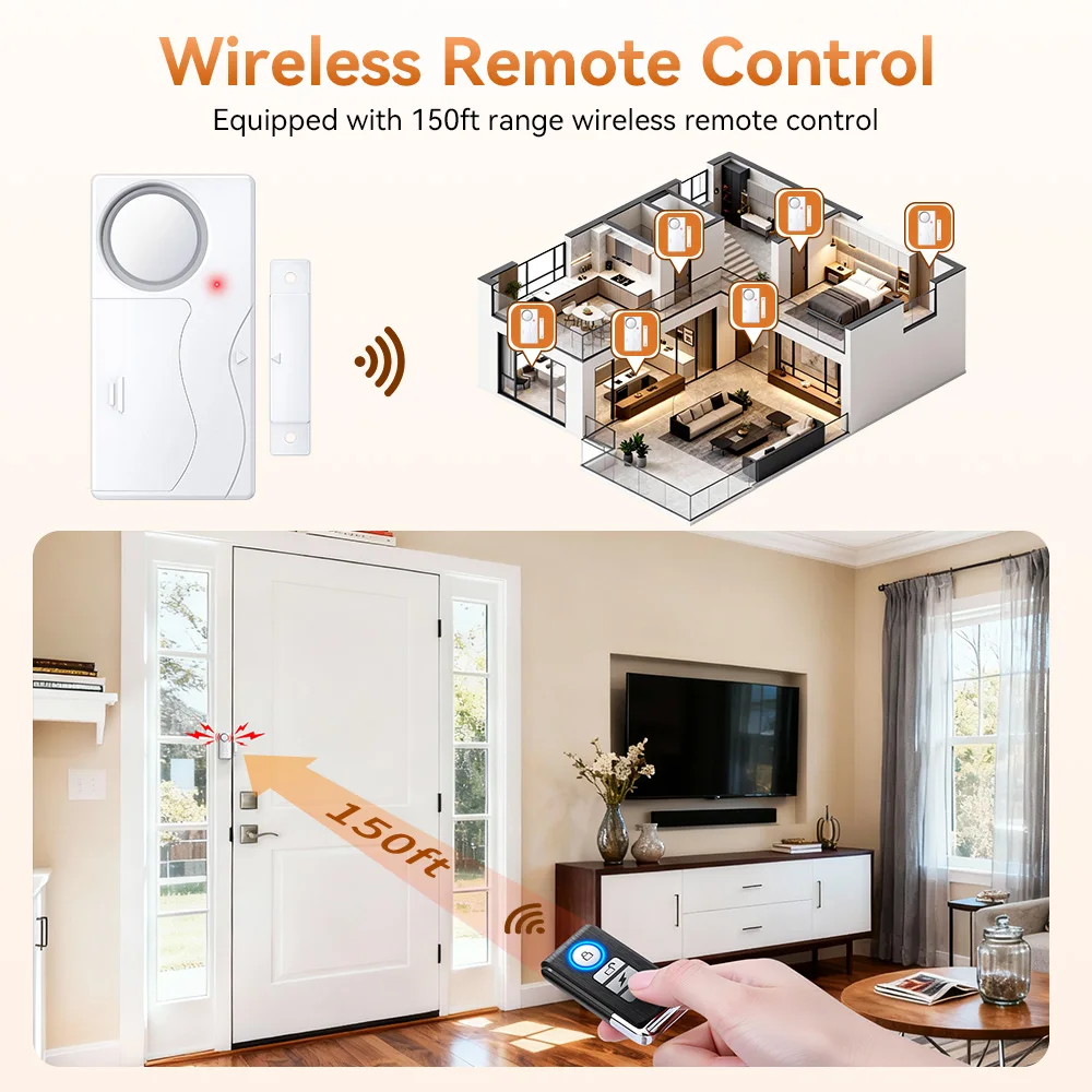 New Door Window Burglar Alarm Sensor Wireless Remote Control Anti-Theft Alarm System Kit Home Security Door Open Detectors thumbnail 5