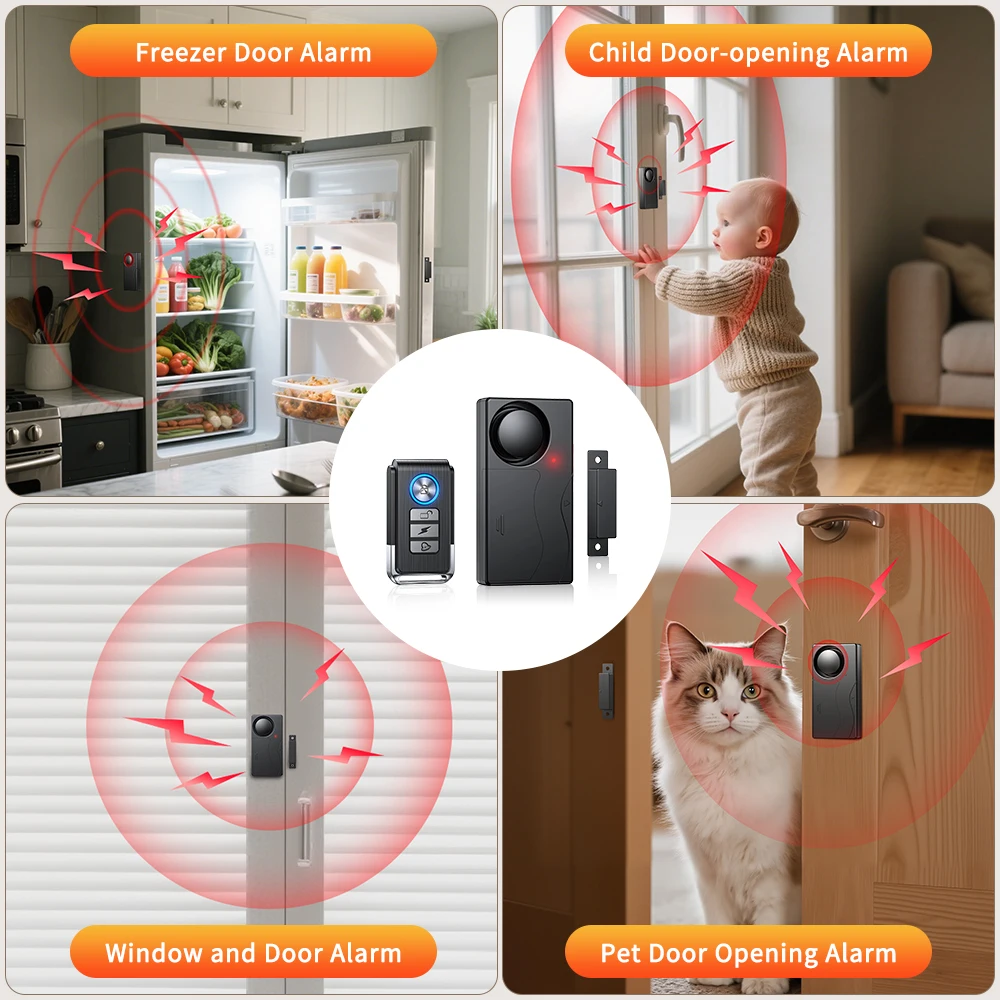 New Door Window Burglar Alarm Sensor Wireless Remote Control Anti-Theft Alarm System Kit Home Security Door Open Detectors thumbnail 2