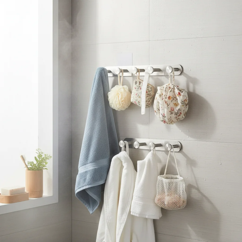 Stainless Steel Bathroom Hooks Strong Adhesive Hook Waterproof Strong Wall Mount Rack No Drilling For Towels And Bath Items thumbnail 4
