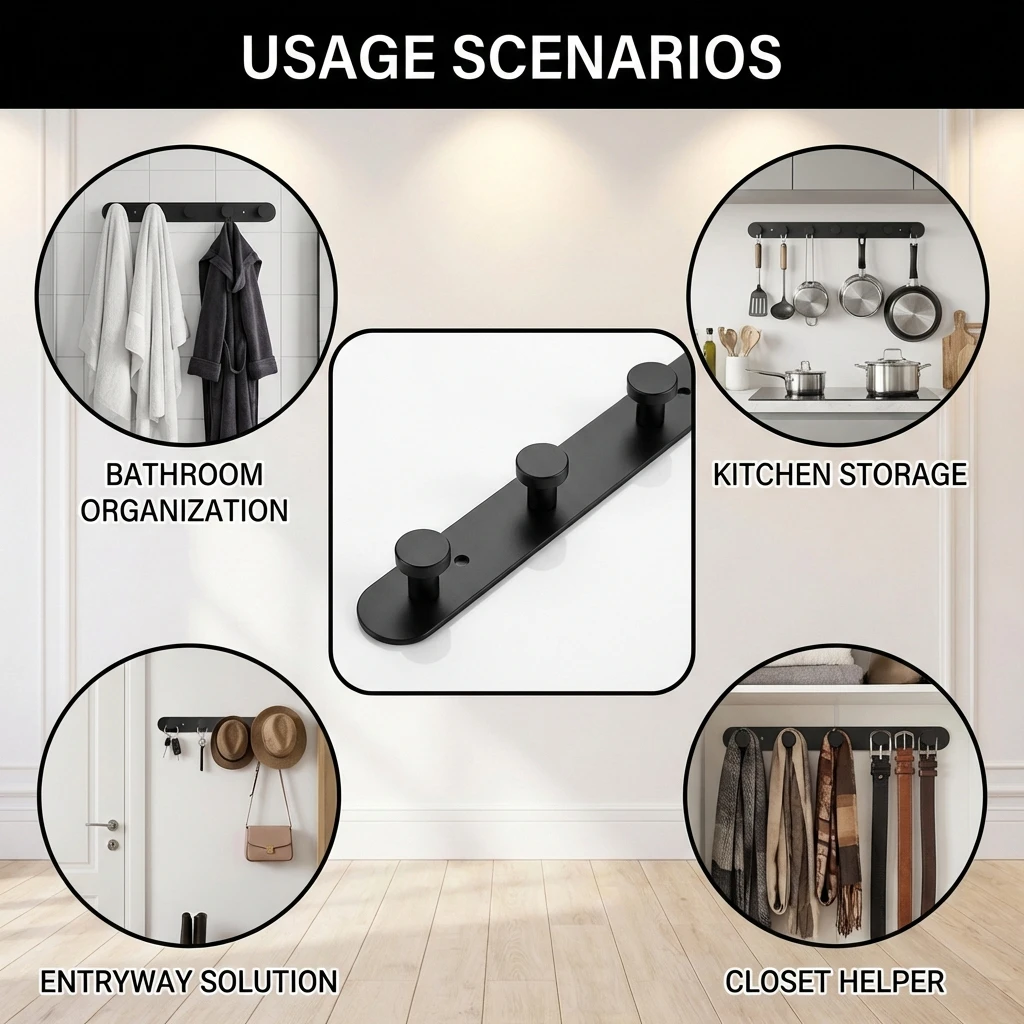 Stainless Steel Bathroom Hooks Strong Adhesive Hook Waterproof Strong Wall Mount Rack No Drilling For Towels And Bath Items thumbnail 5