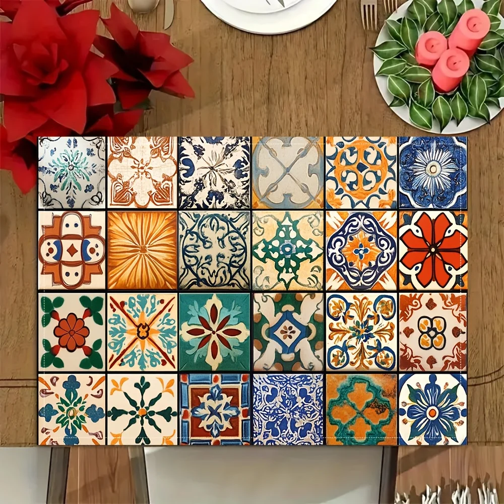 【Ethnic Charm】Print Placemat, 1-Piece Table Mat, Home Kitchen & Dining Table Party Decor thumbnail 2