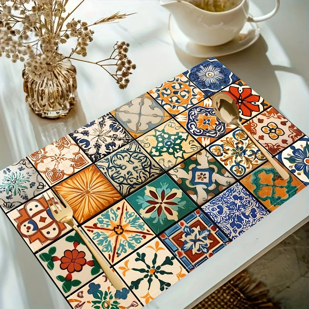 【Ethnic Charm】Print Placemat, 1-Piece Table Mat, Home Kitchen & Dining Table Party Decor thumbnail 3