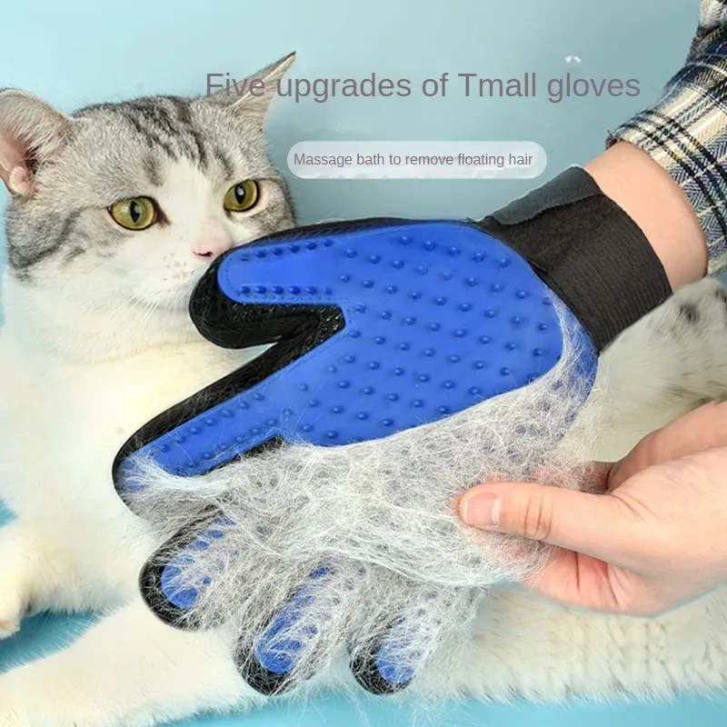 1/10 PCS Pet Silicone Grooming Gloves Effective Hair Remover Comb for Cats Dogs Bath Cleaning and Daily Shedding Control At Home thumbnail 2