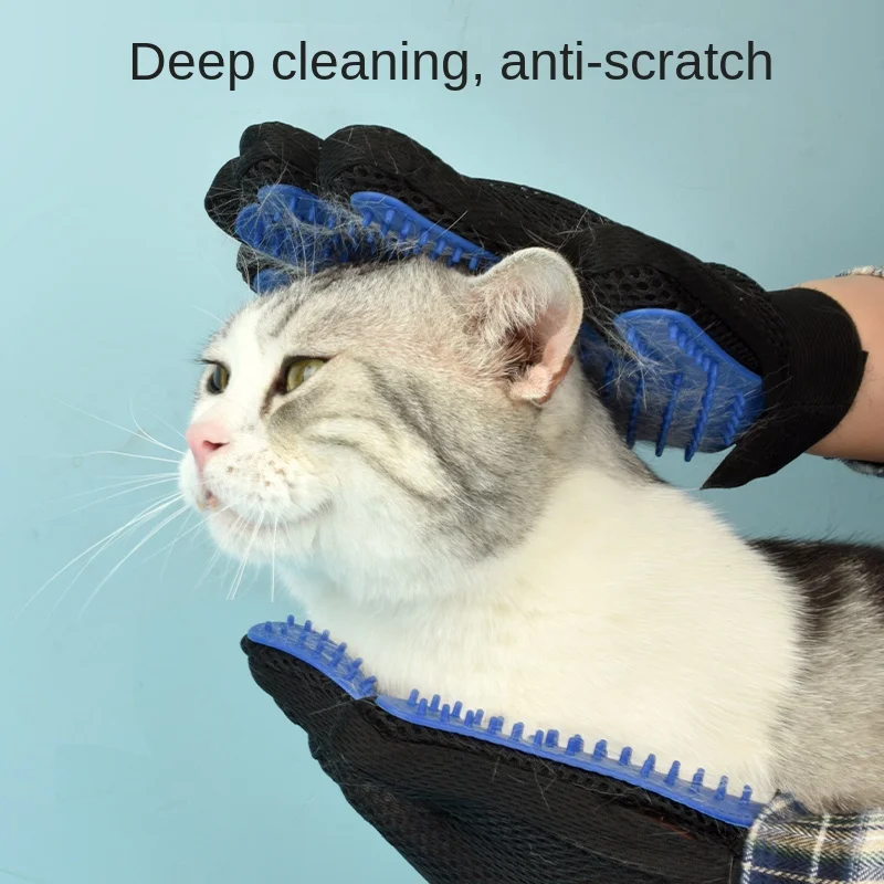1/10 PCS Pet Silicone Grooming Gloves Effective Hair Remover Comb for Cats Dogs Bath Cleaning and Daily Shedding Control At Home thumbnail 3