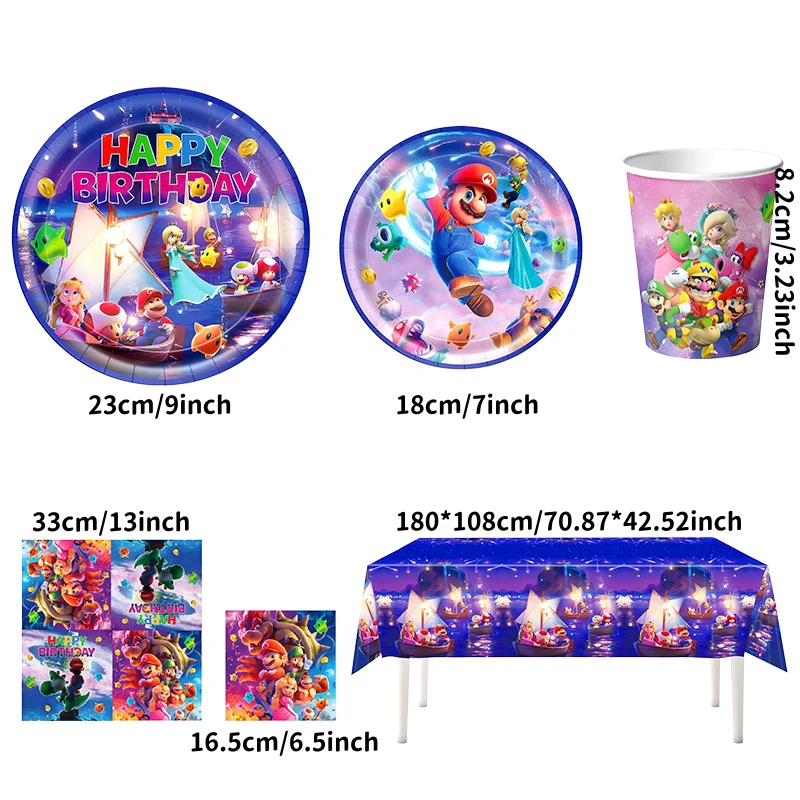 Superbros Galaxy Movie Birthday Party Decorations Disposable Tableware Suit Tablecloth Tissue Banner Balloon Party Supplies thumbnail 3