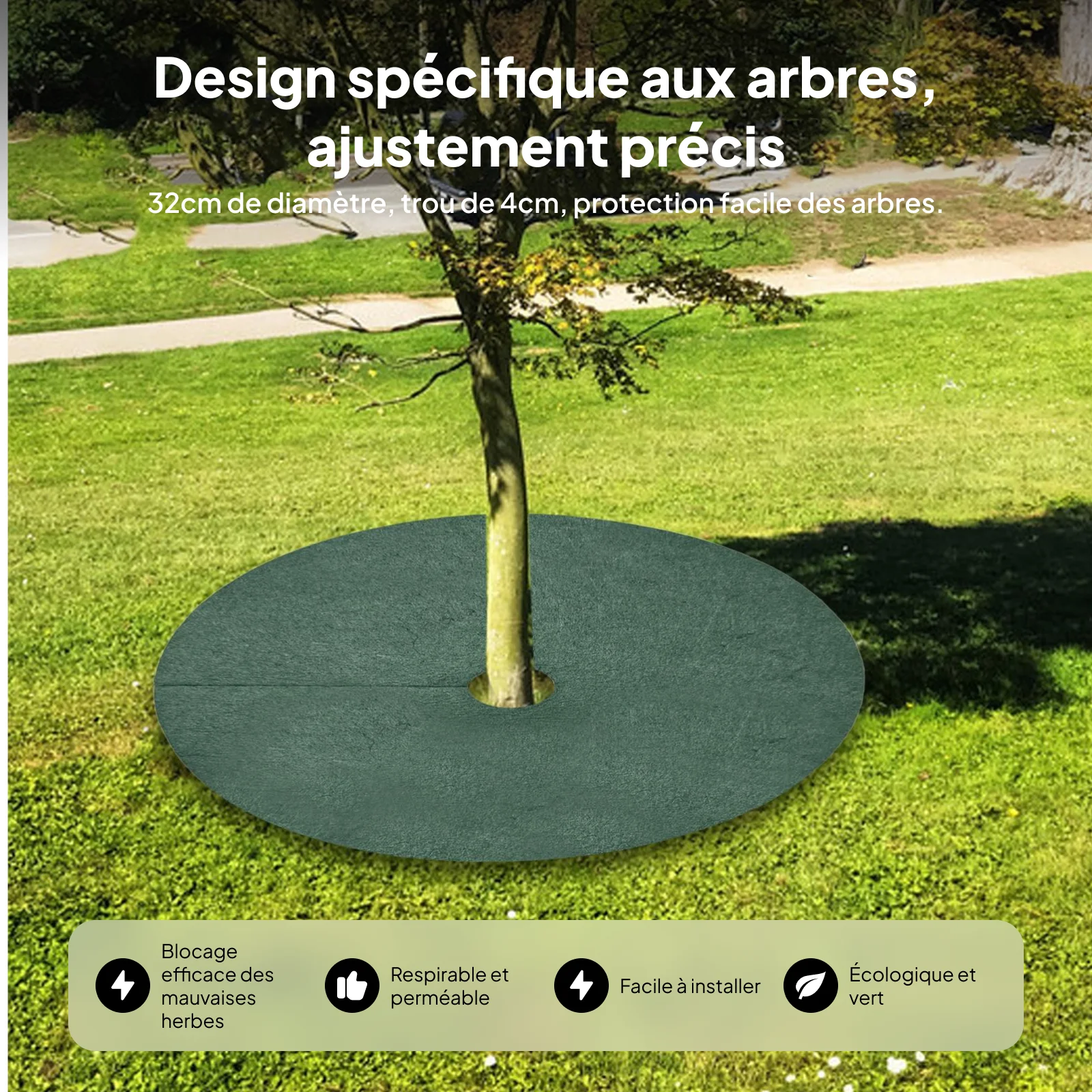 Tree Protector Cover Anti Slip Non Woven Ground Mat Gardening Control Cloth for Patio Weed Removal thumbnail 5