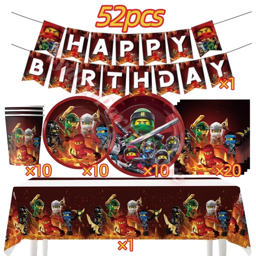 Birthday Party Decoration Set Ninjato Cup Plate Banner Keychain Balloons for Boys Kids Birthday Baby Shower Photo Booth Props thumbnail 2