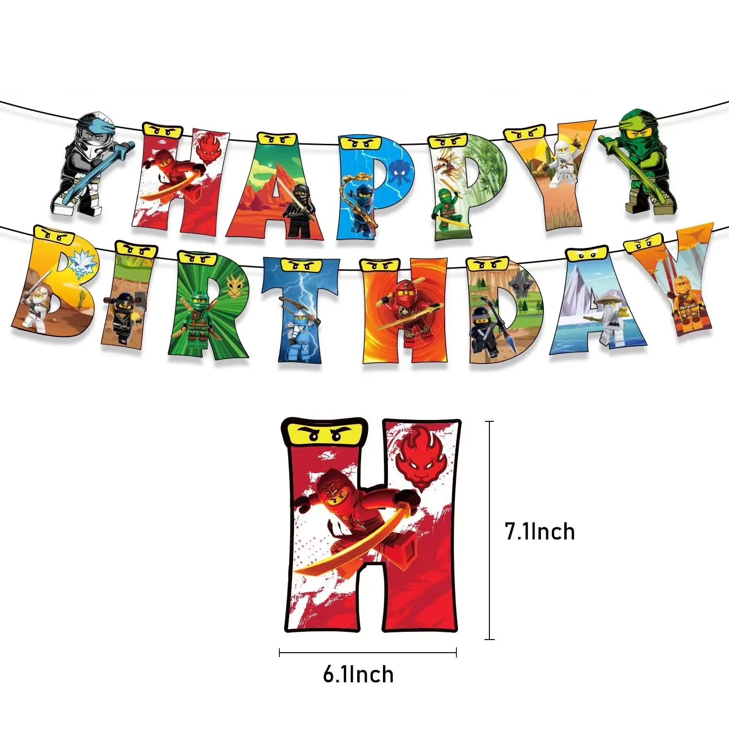 Birthday Party Decoration Set Ninjato Cup Plate Banner Keychain Balloons for Boys Kids Birthday Baby Shower Photo Booth Props thumbnail 5