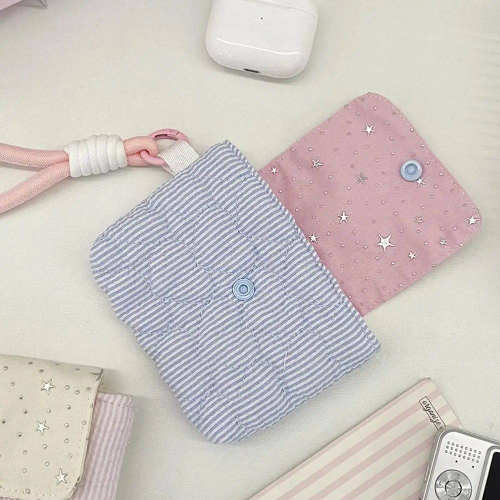 Kawaii Striped Mini Bag for Girls ,Multi-function Wristlet Coin Purse,Menstrual Pad/ Card/Earphone Storage Bag Portable Pouch thumbnail 4