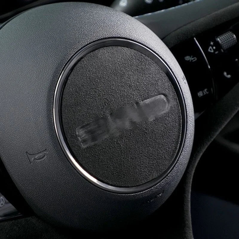 For BYD Seal 2022-2024 Car Steering Wheel Center Sticker Suede Leather Cover Auto Accessories thumbnail 2