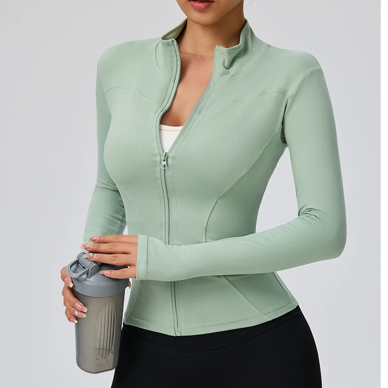 2026 Summer New Women's Sun Protection Jacket with Stand-up Collar Waist-Cinching Slim-Fit Long Sleeve Cardigan Yoga Top