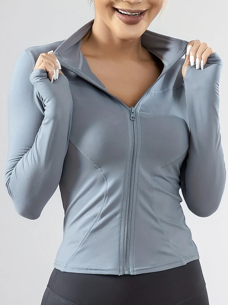 2026 Summer New Women's Sun Protection Jacket with Stand-up Collar Waist-Cinching Slim-Fit Long Sleeve Cardigan Yoga Top thumbnail 6