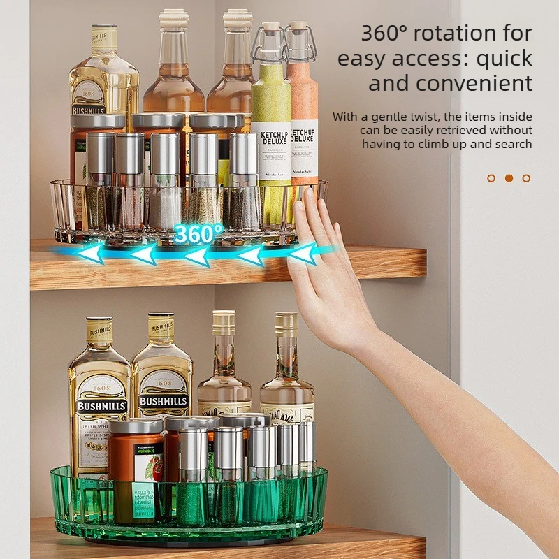 Rotating Seasoning Rack Multifunctional Cosmetic Rotating Storage Box Kitchen Household Seasoning Storage Rack Fruit Storage thumbnail 3