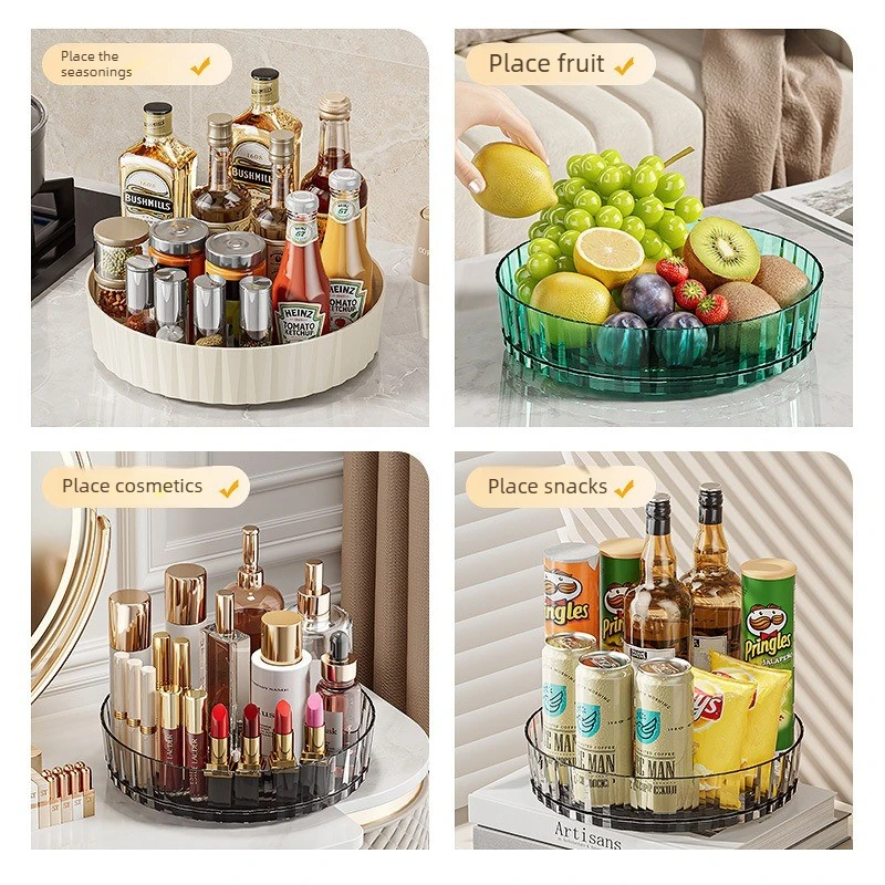 Rotating Seasoning Rack Multifunctional Cosmetic Rotating Storage Box Kitchen Household Seasoning Storage Rack Fruit Storage thumbnail 4