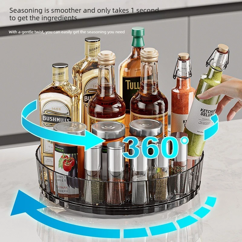 Rotating Seasoning Rack Multifunctional Cosmetic Rotating Storage Box Kitchen Household Seasoning Storage Rack Fruit Storage thumbnail 2
