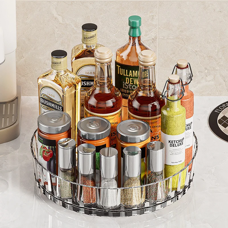 Rotating Seasoning Rack Multifunctional Cosmetic Rotating Storage Box Kitchen Household Seasoning Storage Rack Fruit Storage