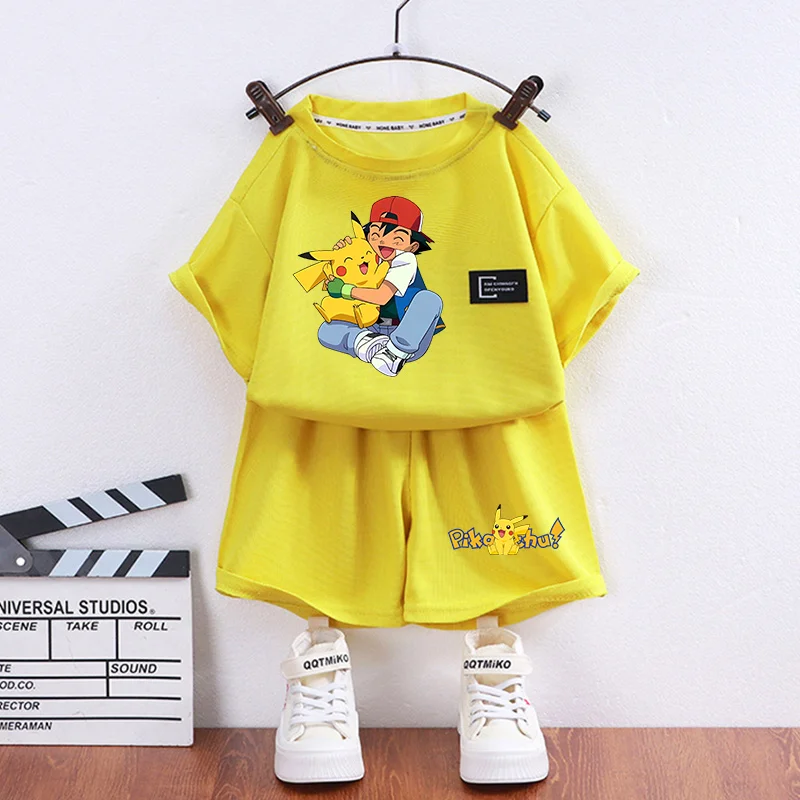 Pokemons Short Sleeve T-shirt Shorts Baby Boys Girls Tracksuit Anime Print Clothes Set Children High Quality Casual 2pcs Outfit thumbnail 6