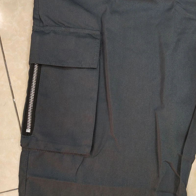 Men's Polyester Woven Cargo Pants Multi Pocket Straight Leg Drawstring Waist Outdoor Workwear Casual Durable Trousers thumbnail 5
