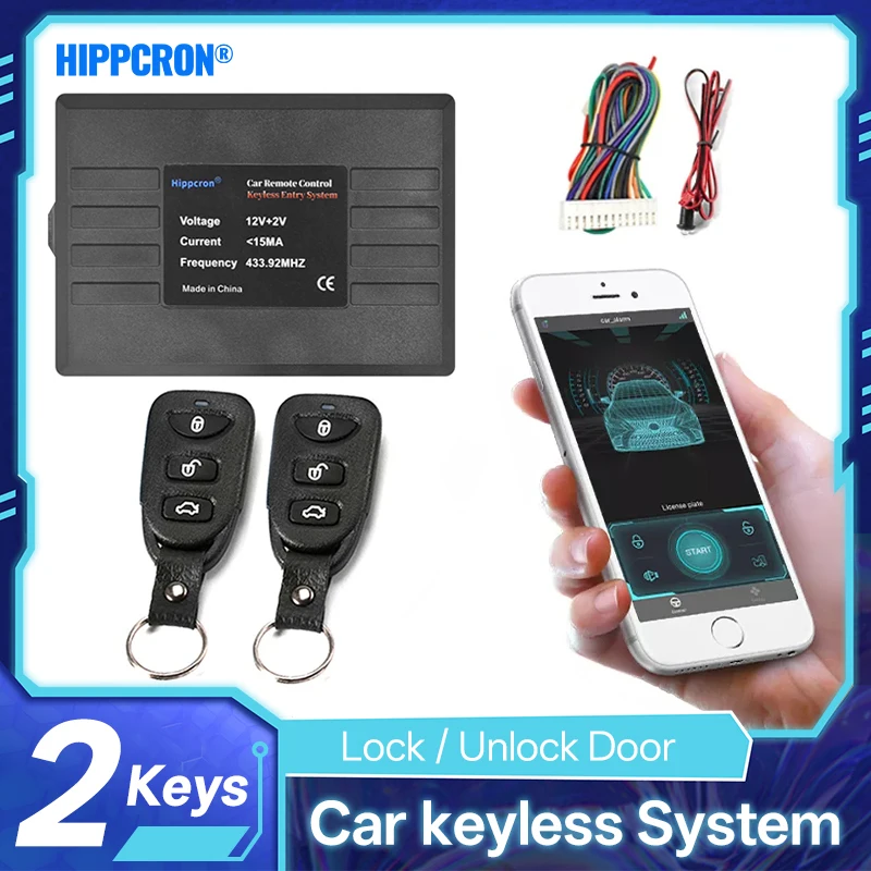 Hippcron Car Central Locking Alarm Systems Auto Remote Central Kit Door Lock Keyless APP With Remote Contr Entry System thumbnail 2