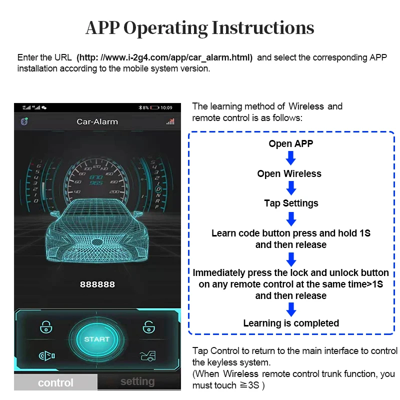 Hippcron Car Central Locking Alarm Systems Auto Remote Central Kit Door Lock Keyless APP With Remote Contr Entry System thumbnail 5
