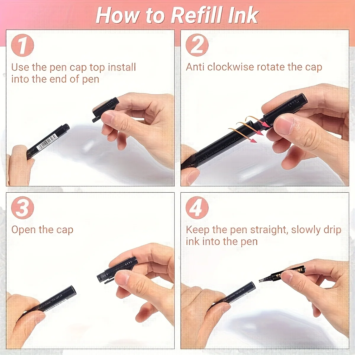5pcs Multifunctional Black Marker Pen with Multiple Nib Models, Ink can be added, Suitable for Detailed Writing Outlining thumbnail 4