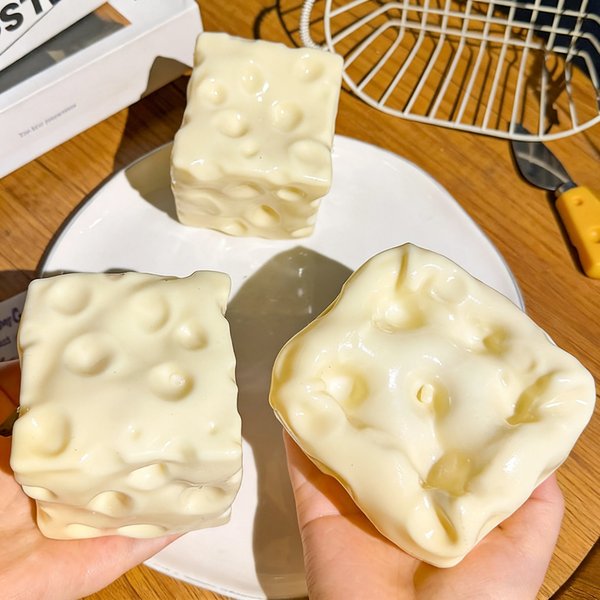 Cheese Shape Squeeze Toy Cheese Cube Pinch Stress Relief Fidget Toy Sensory Toy for Office Relax Stress Relief Ornament