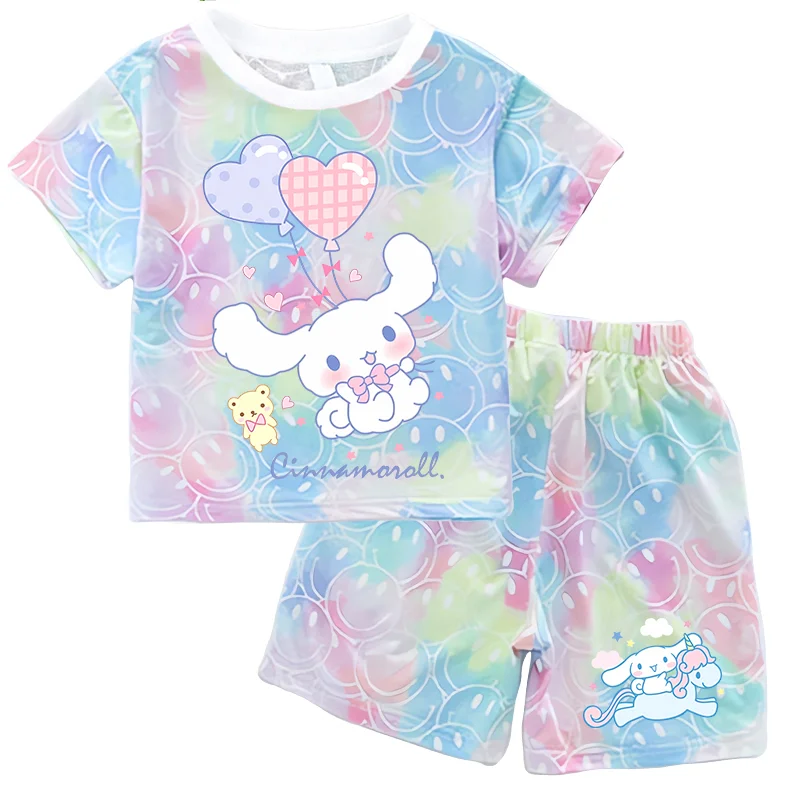Sanrio Child Short Sleeve T-Shirt Set Cartoon Cinnamoroll Print Clothing Boy Girl Summer Casual Two Piece Suit Kid Birthday Gift thumbnail 6
