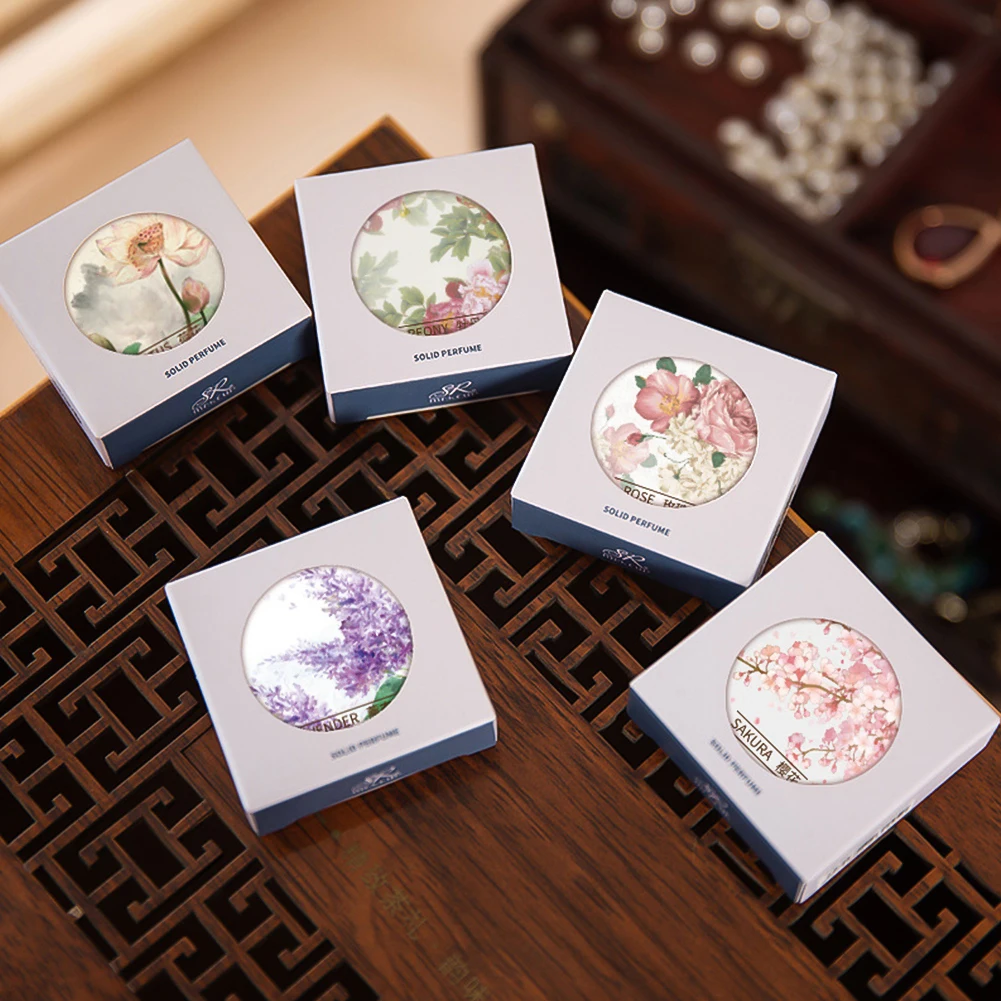 1 Box Solid Perfumes for Women Original Light Fresh and Elegant Fragrance Balm Deodorants Body Antiperspirant Rose /Peony /Lotus