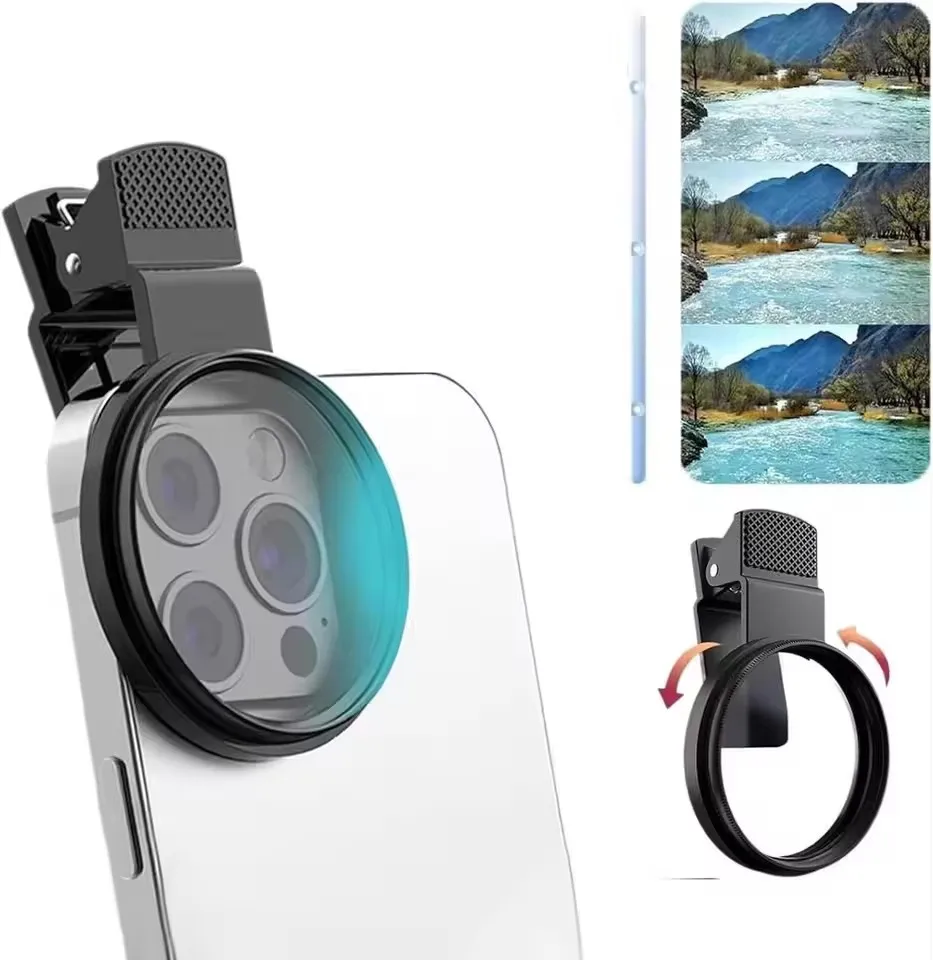 52MM Circular Universal Polarizer Camera Lens Clip Portable CPL Filter Kit Professional Phone Camera Lens For iPhone 17 16 15 14
