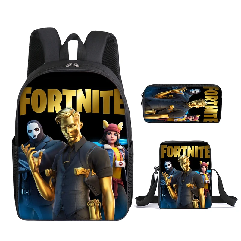 3Pcs Sets Fortnite Print School Bags for Boy's Primary Schoolbag Backpack Set Rucksack Bagpack Kids Cute Children's Book Bags